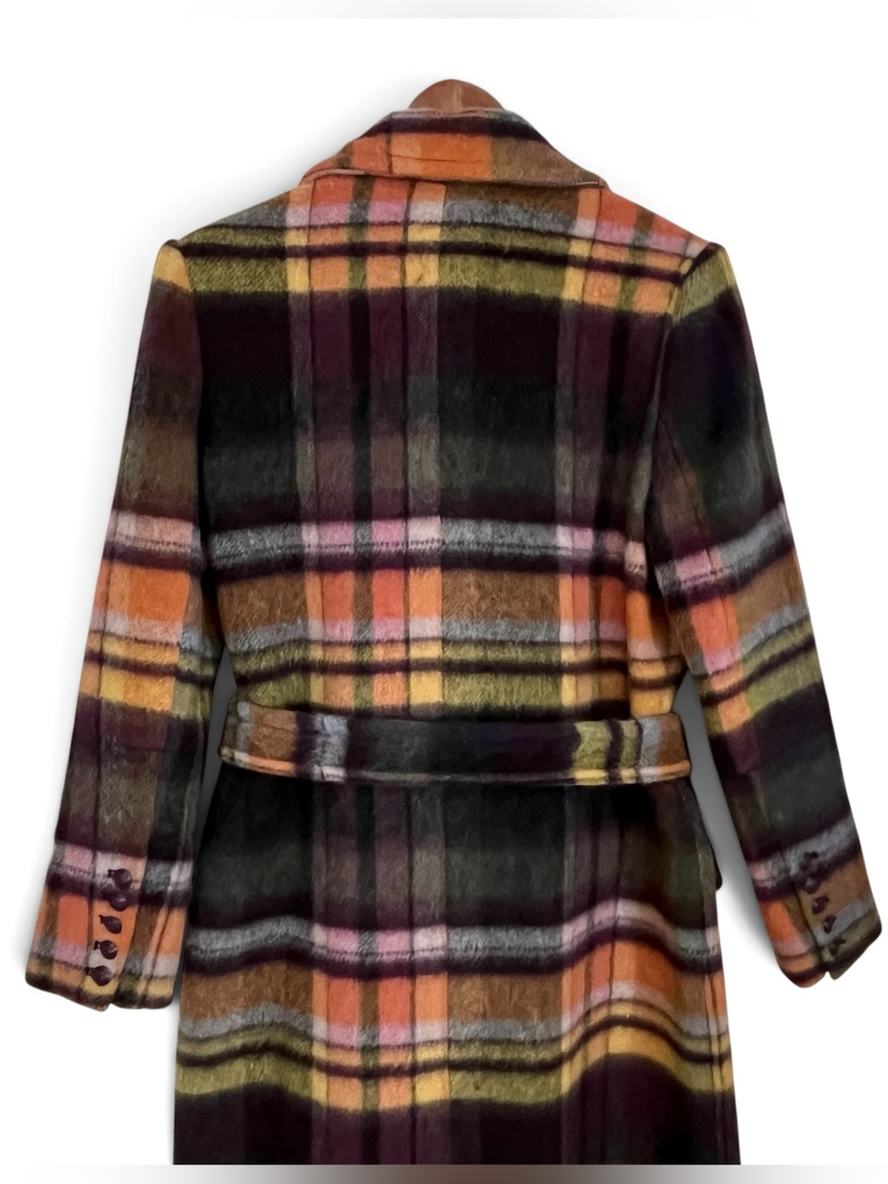 🔴SALE🔴 L'AGENCE Olina Plaid Wool Trench Coat Belted Double Breasted Italian - Picture 5 of 14